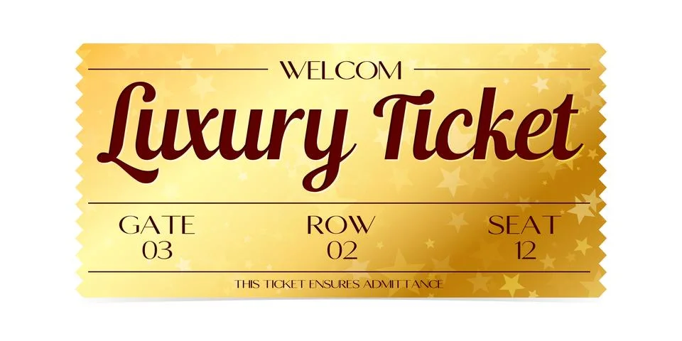 Luxury ticket vector template. Vector golden tickets isolated on backgound. Stock Illustration