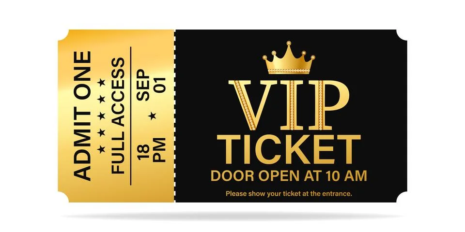 Luxury ticket vector template. Vector golden tickets isolated on backgound. Stock Illustration