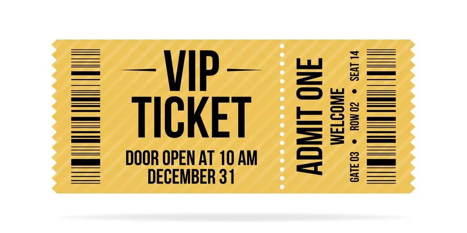 Luxury ticket vector template. Vector golden tickets isolated on backgound. Stock Illustration