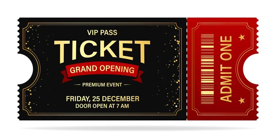 Luxury ticket vector template. Vector golden tickets Stock Illustration