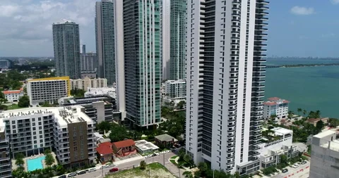 Luxury Towers in Edgewater Stock Footage 155448936