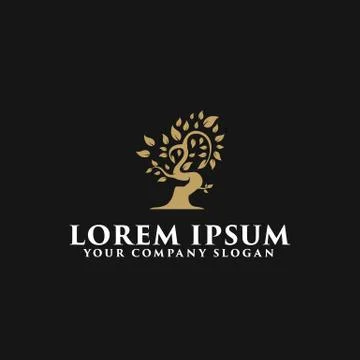 Luxury tree logo design concept template Stock Illustration