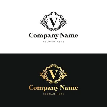 Luxury V Letter Logo. Luxury Logo template in vector for Restaurant,Royalty Stock Illustration