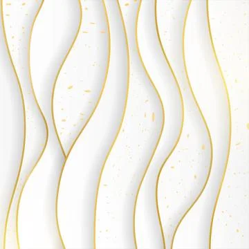 Luxury vertical paper cuted layered ewhite and gold background. 3D style Stock Illustration