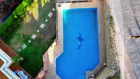Luxury villa with blue pool from above. Stock Footage 327685682