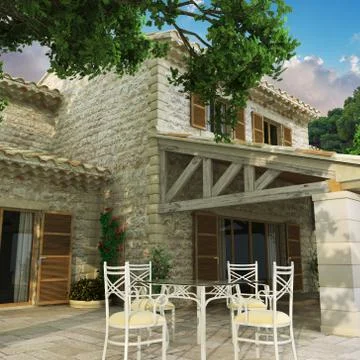 Luxury villa deck Stock Illustration