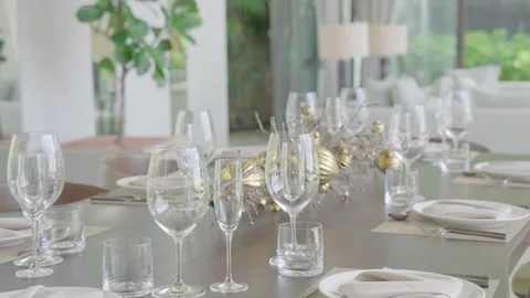 Luxury villa dining table Stock Footage 327843085