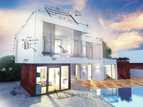 Luxury villa plan Illustrazione stock
