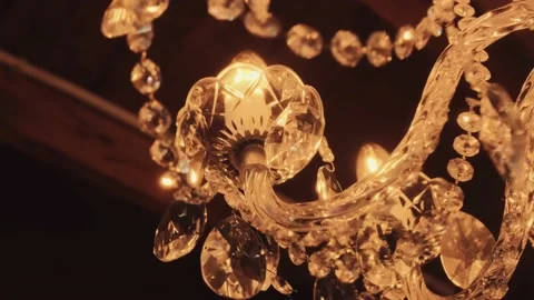 Luxury vintage chandelier with crystals Stock Footage