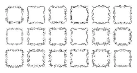 Luxury vintage frames set retro ornamental calligraphic wedding old different Illustrazione stock