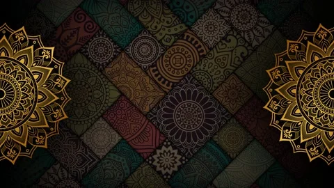 Luxury vintage mandala theme background animation 4k footage golden ornamenta Stock Footage 220793099