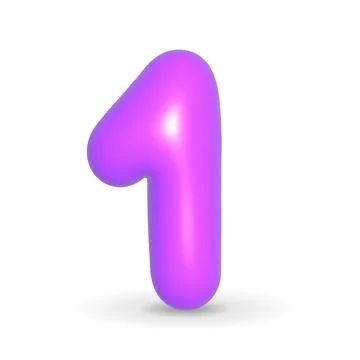 Luxury violet balloon digit one. 3d realistic design element. For Anniversary Stock Illustration