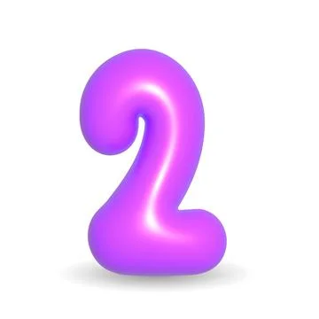 Luxury violet balloon number two. 3d realistic illustration. For Events. Stock Illustration