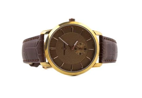 Luxury Watch with a Leather Strap Stock Photos