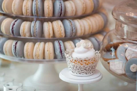 Luxury wedding candy bar table set. Stock Photos