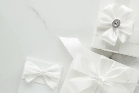 Luxury wedding gifts on marble Stock Photos