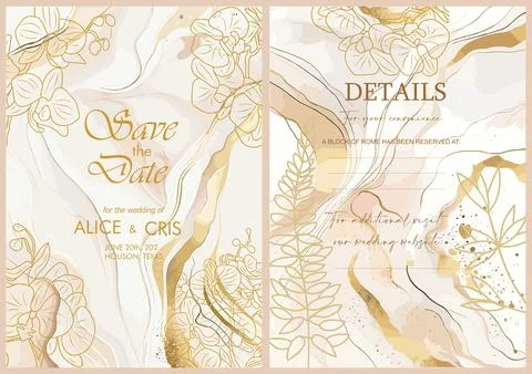 Luxury Wedding Invitation, save the date template. Stock Illustration