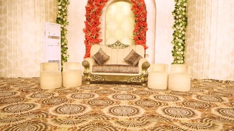 Luxury Wedding Stage with Sofa Seating Stock Footage 340952719