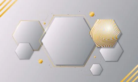 Luxury white and gold hexagonal background. Stock Illustration