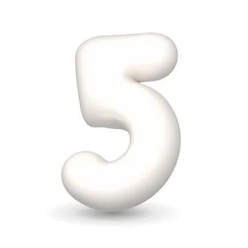 Luxury white balloon digit Five. 3d realistic design illustration. For sales. Stock Illustration