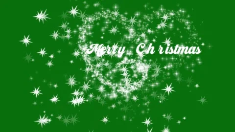 Luxury White Glitter Trail with Merry Christmas Text and Stars on Green 4K Loop 動画素材 343889257