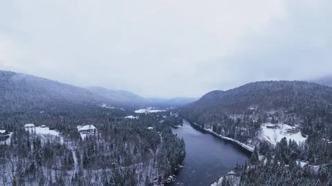 Luxury winter valley flight Stock Footage 321101549