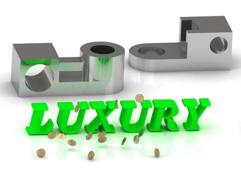 LUXURY- words of color letters and silver details on white background.. Stock Illustration