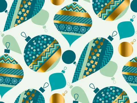 Luxury xmas bauble seamless pattern vector illustration. Concept geometric Ch Stock Illustration