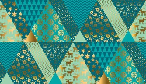 Luxury xmas patchwork seamless pattern Illustrazione stock