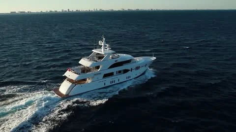 Luxury Yacht Cruising - Aerial Heli Footage Stock Footage
