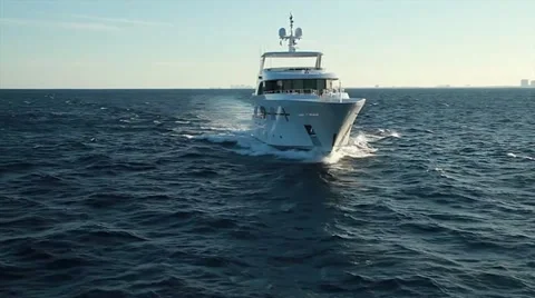 Luxury Yacht Cruising - Aerial Heli Footage Stock Footage