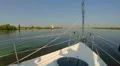 Luxury yacht cruising on river, POV. Tourism, outdoor activities HD Footage
