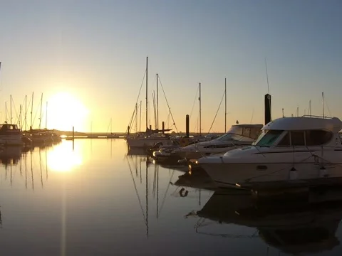 Luxury yachts on harbor in the sunset. Stock Footage 151643045