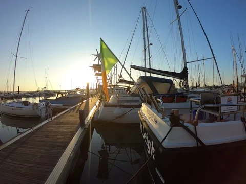 Luxury yachts on harbor in the sunset. Stock Footage 151643483