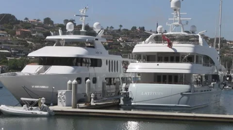 Luxury Yachts in San Diego Harbor, California Stock Footage