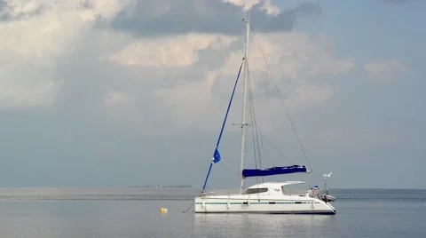 Luxury yatch in beautiful ocean Stock Footage 47189693
