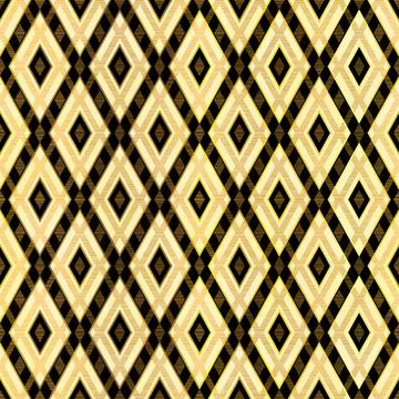 Luxury Yellow Rhombus Seamless Pattern Design with Gold and Black Details Stock Illustration