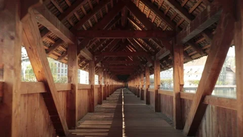 Luzern empty bridge frontal dolly Stock Footage 131016962
