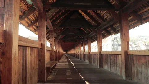 Luzern empty bridge lateral dolly Stock Footage 131016865