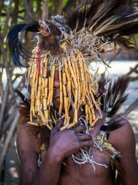 Luzibalule, Namibia - August 13, 2015: Portrait of medicine man in traditional Stock Photos