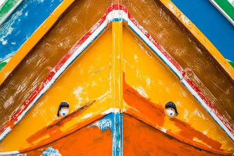 Luzzu boat being rubbed down Stock Photos