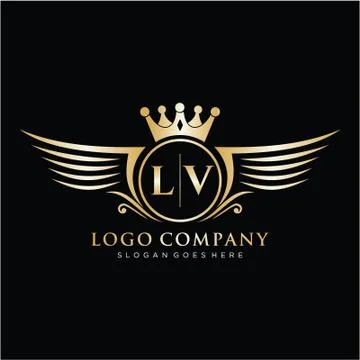 LV Letter Initial with Royal Wing Logo Template. Stock Illustration