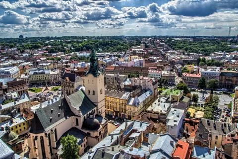Lviv birdeye Stock Photos