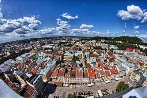 Lviv birdeye view Stock Photos
