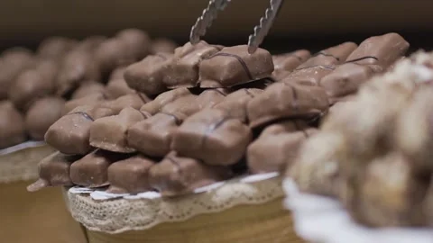 Lviv chocolates in shop. Stock Footage 130963579