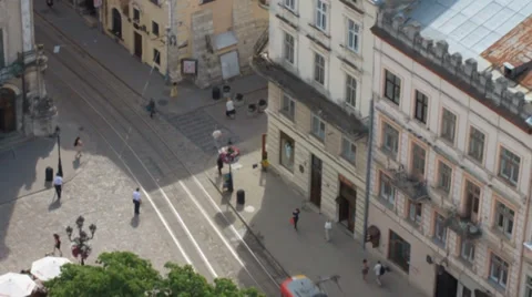 Lviv Tram from tower Stock Footage 36778671