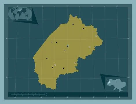 L'viv, Ukraine. Solid color shape. Locations of major cities of the region イラスト素材