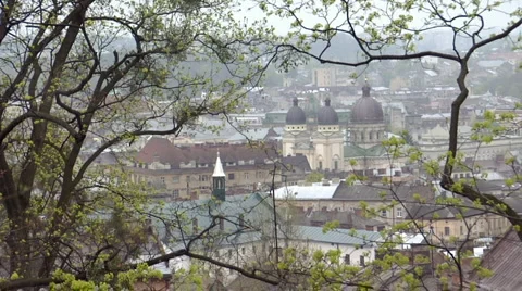 Lvov panorama Stock Footage 1052200