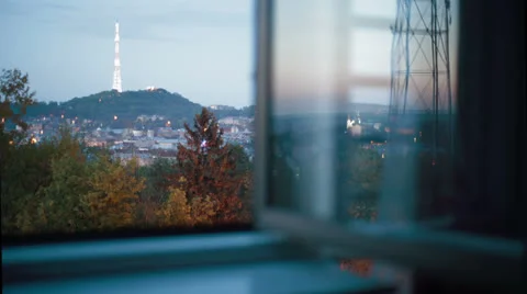 Lvov time lapse through the window Stock Footage 24675228