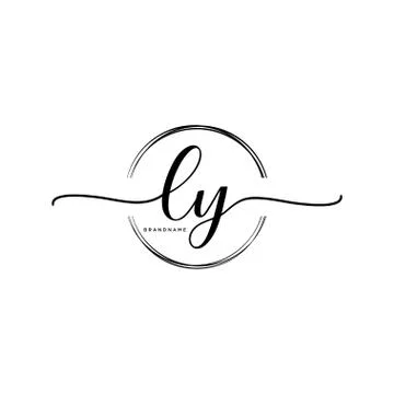 LY Initial handwriting logo with circle template vector Stock Illustration
